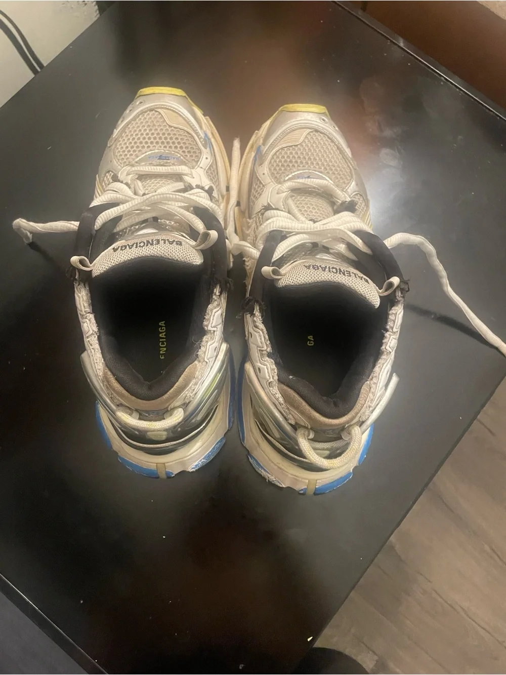 Balenciaga men’s White, Yellow & Blue Trainer Sneakers - Picture 5 of 5